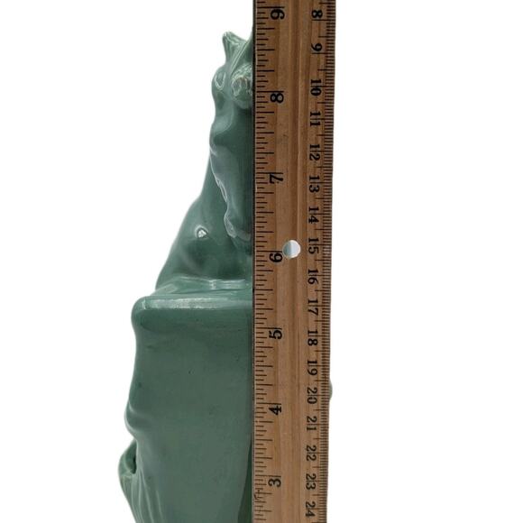 Vintage Green Ceramic Horse Figurine Planter – Mid-Century Pottery, 9" Tall - Picture 12 of 12